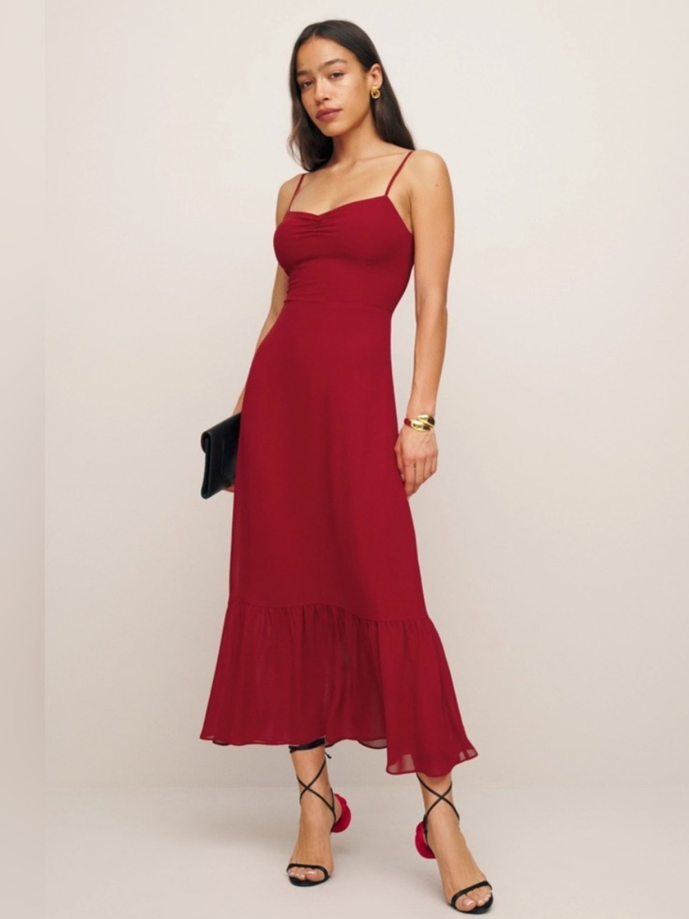 Reformation NWT Rhubarb Emersyn Dress Size 0 - Picture 1 of 8